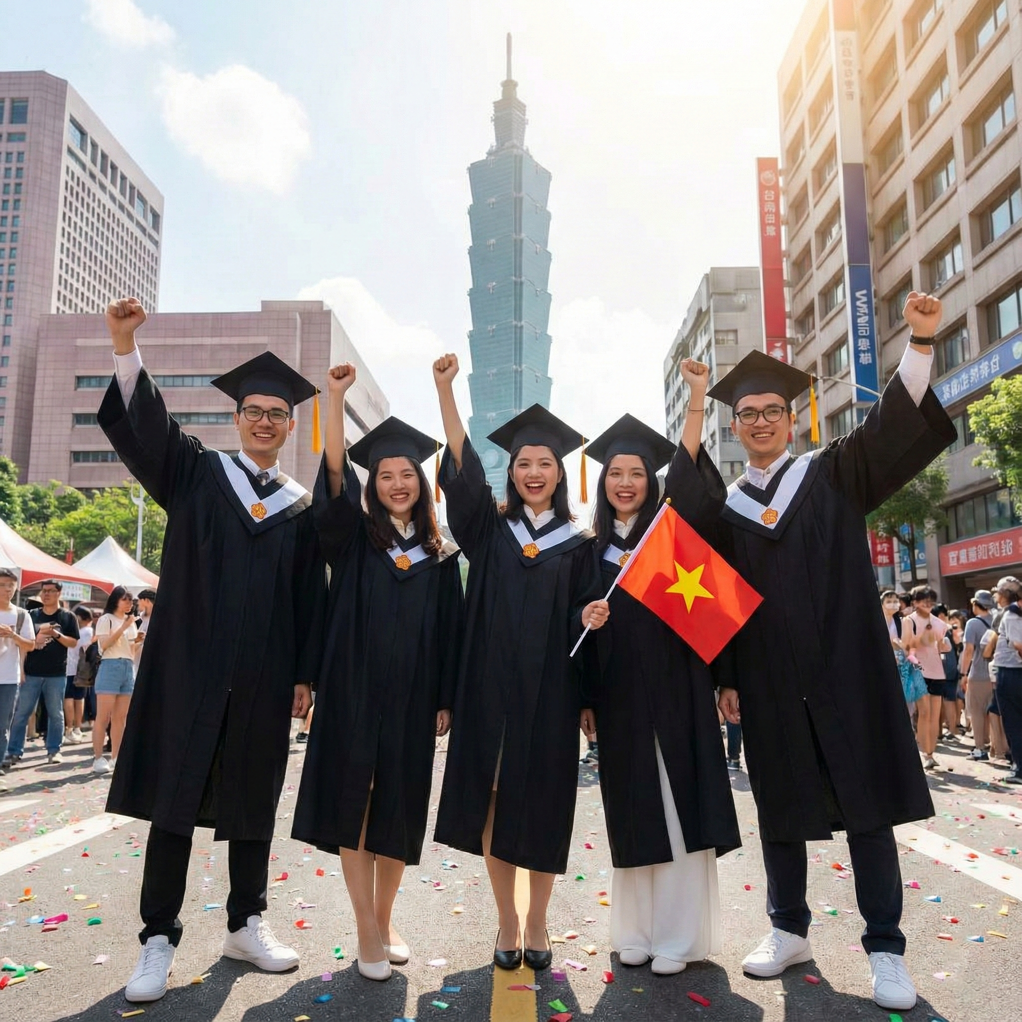 Students participating in a traditional Taiwanese tea ceremony